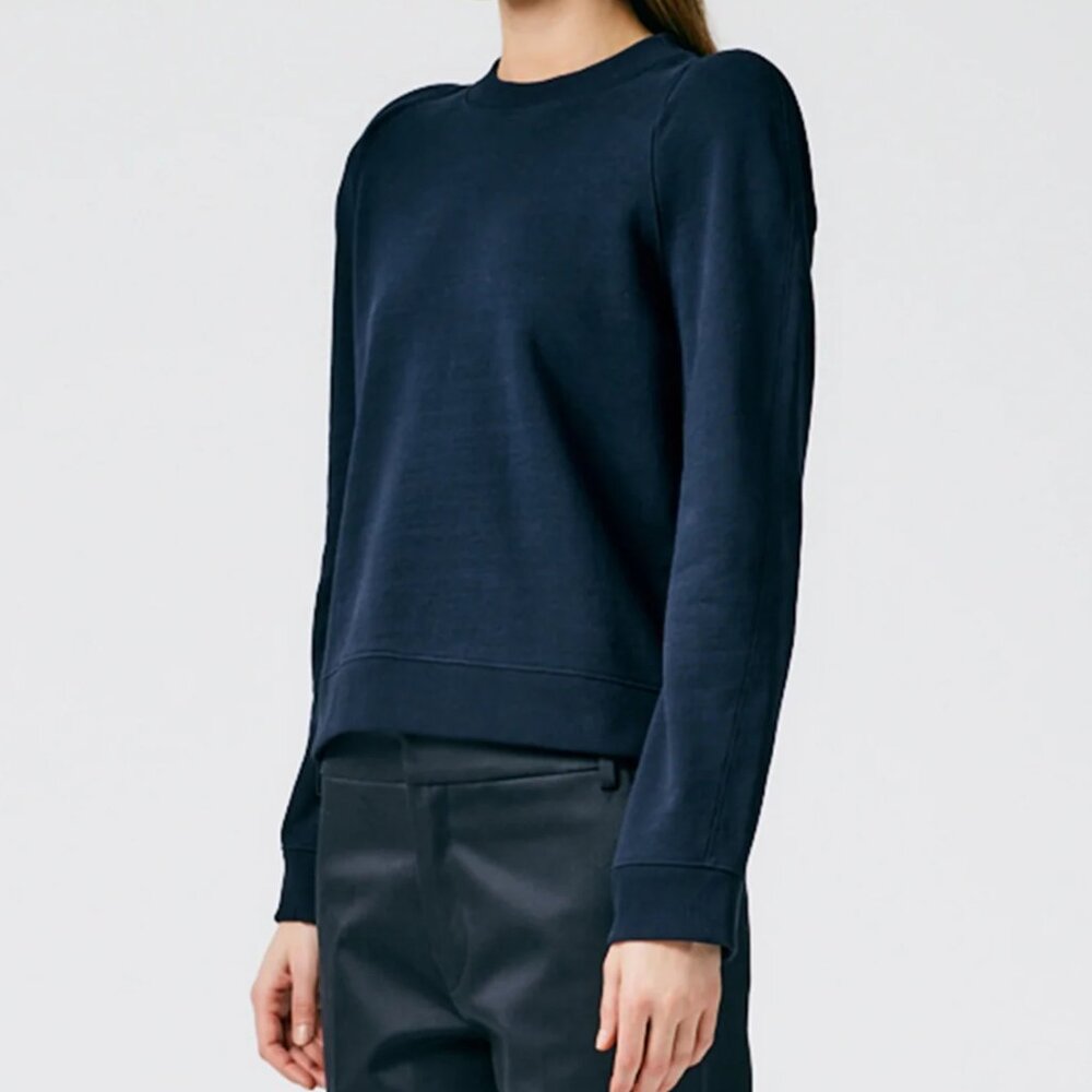 Tibi Sculpted Shoulder Sweatshirt, Navy, XXS, NWT - Picture 3 of 10